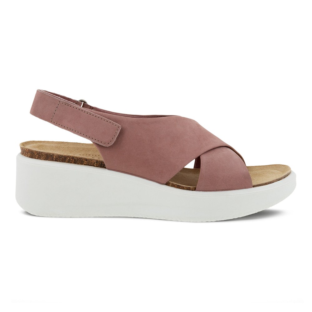 ECCO Womens Sandals Pink - Flowt Wedge Cork - UTJ-794653